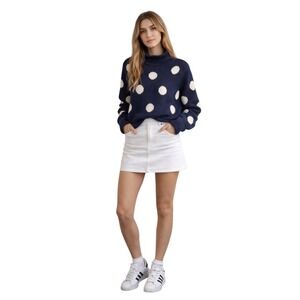 Navy Polka Dot Turtleneck Sweater